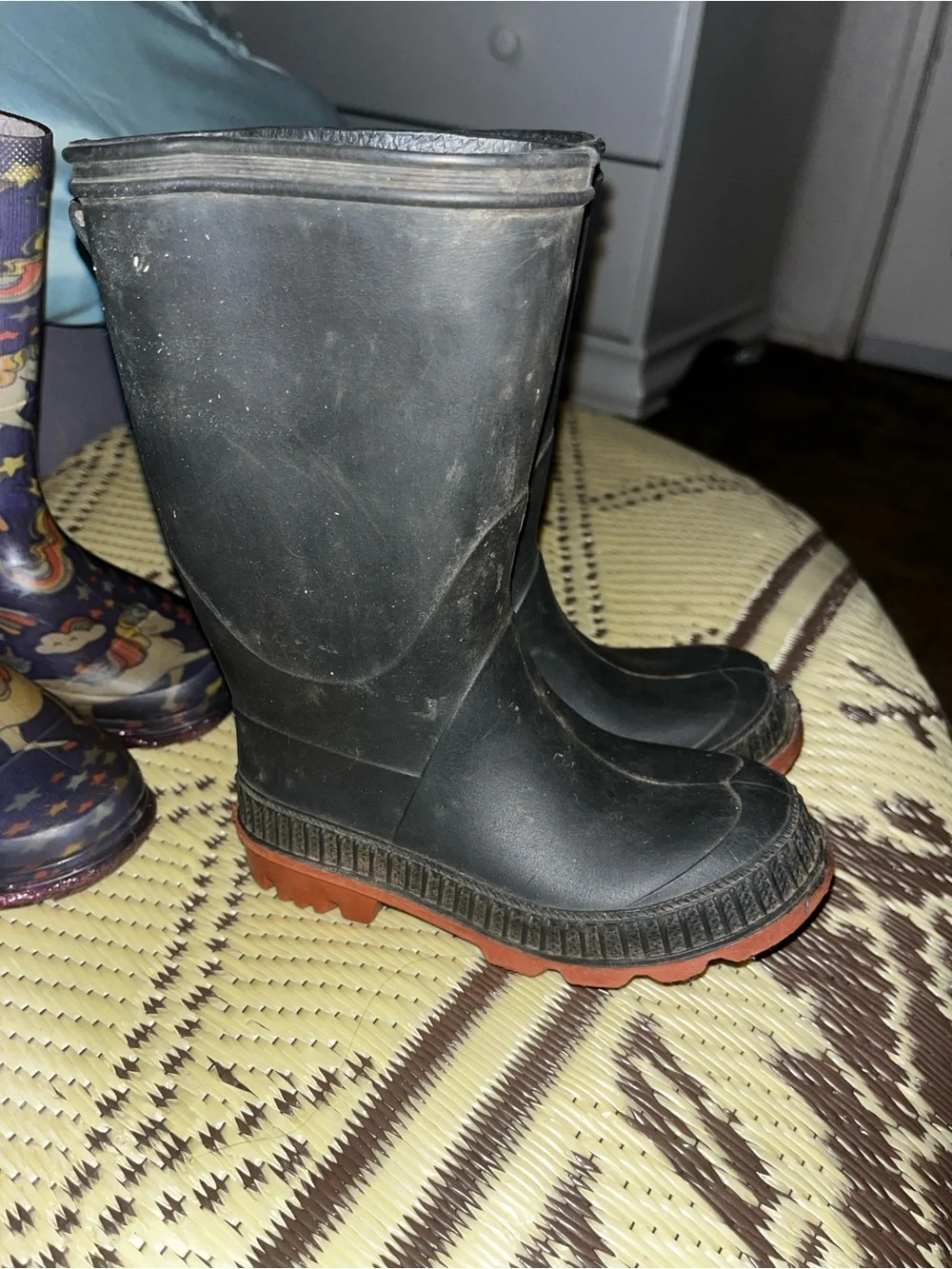 Kids Purple Unicorn Rain Boots with Glitter Handles